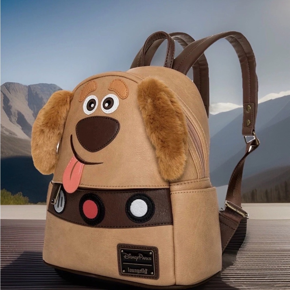 NEW w Tags Disney Parks Loungefly DUG Pixar UP Dog Brown Furry Ears Backpack - Picture 2 of 5